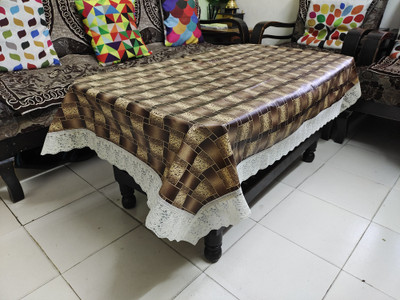 RMDecor Printed 4 Seater Table Cover(Brwon, PVC)