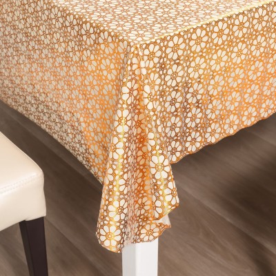 HOKiPO Floral 4 Seater Table Cover(Gold, PVC)