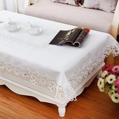 DECOLOGY Self Design 2 Seater Table Cover(White, Cotton)