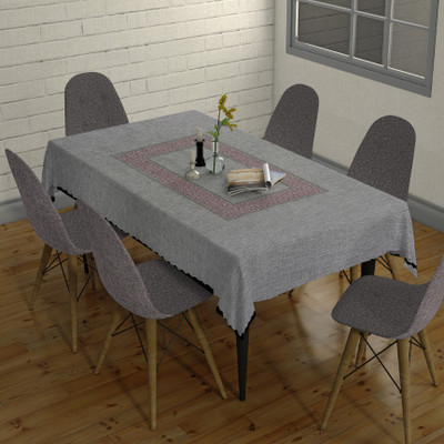 Sunrise Solid 4 Seater Table Cover(Grey, Polyester)
