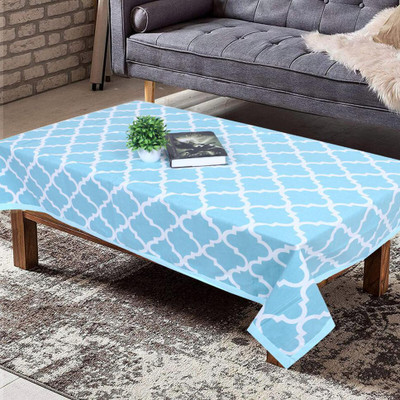 Texstylers Cotton 4 Seater Floral Table Cover(Light Blue)