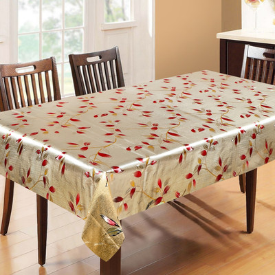 Dakshya Industries PVC 6 Seater Printed Table Cover(Gold)