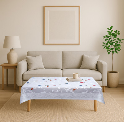 Crosmo Cotton 4 Seater Floral Table Cover(White)