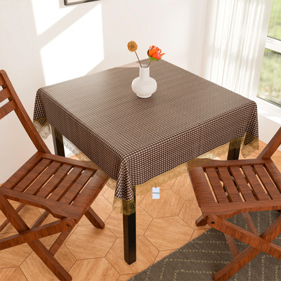 HOMESTIC Self Design 4 Seater Table Cover(Brown, PVC)