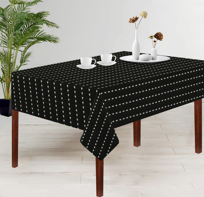 OASIS Self Design 4 Seater Table Cover(Black, Cotton)