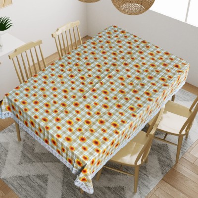 Wishland Printed 6 Seater Table Cover(Yellow, PVC)