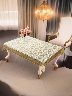 AP creation Self Design 4 Seater Table Cover(Beige, Cotton)