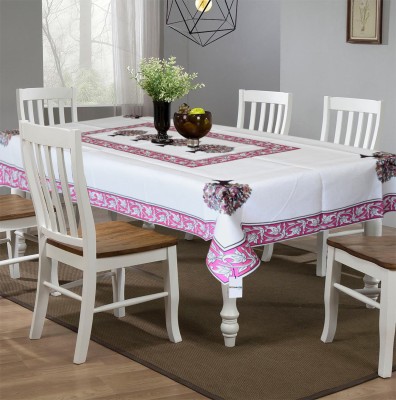 HOMESTIC Floral 6 Seater Table Cover(Pink, Polyester)