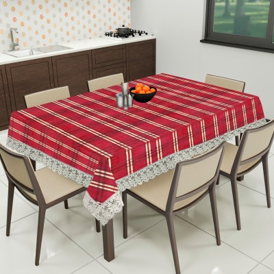 E-Retailer Checkered 8 Seater Table Cover(Red, PVC)