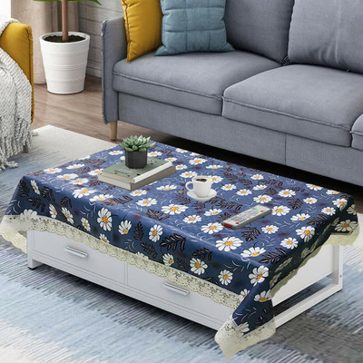 CASA FURNISHING Polyester, Cotton 4 Seater Floral Table Cover(Blue)