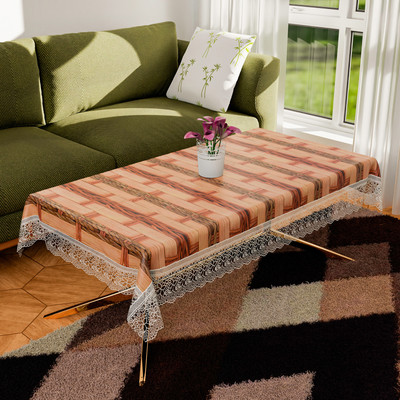 KUBER INDUSTRIES Geometric 4 Seater Table Cover(Brown, PVC)