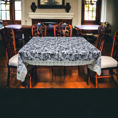 Mopak Decor PVC 6 Seater Floral Table Cover(Grey, Pack of 2)
