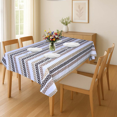 Star Weaves PVC 8 Seater Floral Table Cover(White, Brown)