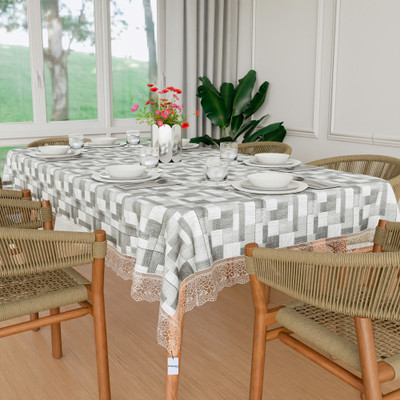 HOMESTIC Self Design 6 Seater Table Cover(Grey, PVC)
