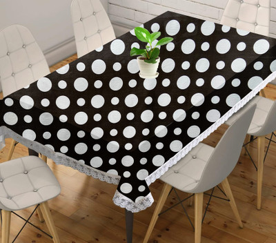 JM Homefurnishings PVC 4 Seater Self Design Table Cover(Black, White)