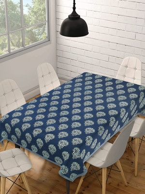 Texstylers Cotton 8 Seater Abstract Table Cover(Navy Blue)