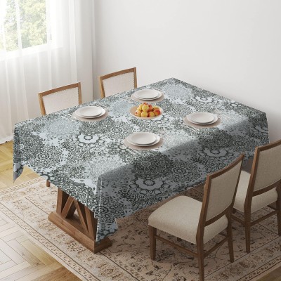 RUSTIC LINEN Floral 4 Seater Table Cover(Black, Cotton, Pack of 2)