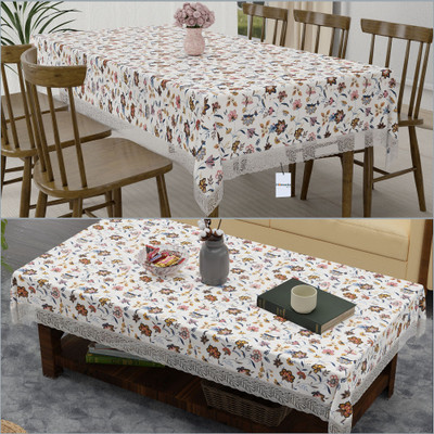 HOMESTIC Floral 6 Seater Table Cover(Yellow, PVC, Pack of 2)
