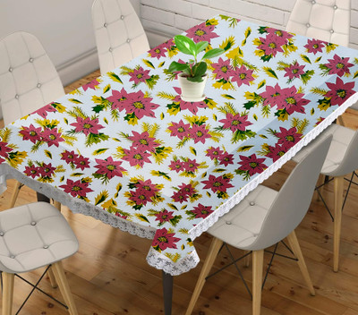 JM Homefurnishings PVC 4 Seater Self Design Table Cover(Green, Brown)