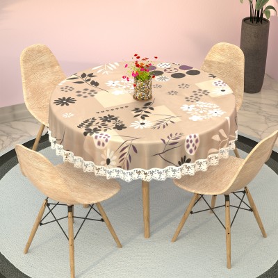 KUBER INDUSTRIES Floral 4 Seater Table Cover(Brown, PVC)