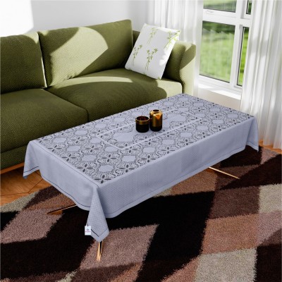 Heart Home Floral 4 Seater Table Cover(Grey, Cotton)