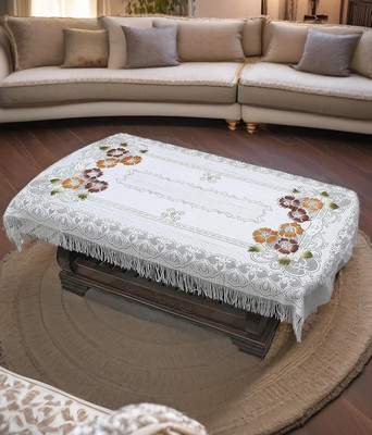 AP creation Self Design 4 Seater Table Cover(Cream White, Cotton)