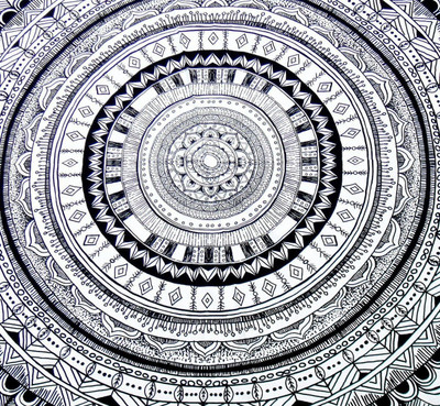 RajoDyana Cotton 6 Seater Printed Table Cover(Black, White)