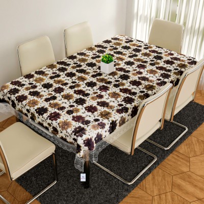 Heart Home Self Design 6 Seater Table Cover(White, PVC)