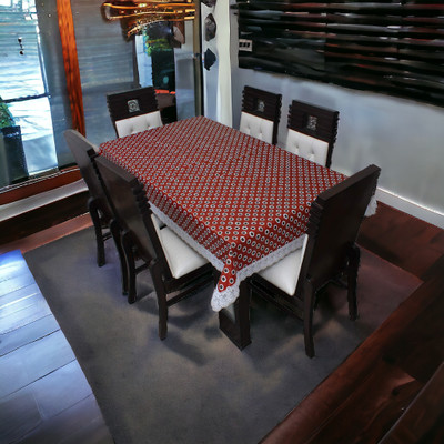 Mopak Decor Printed 6 Seater Table Cover(Maroon, Polyester)