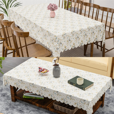 KUBER INDUSTRIES Printed 6 Seater Table Cover(Yellow, Grey, PVC, Pack of 2)