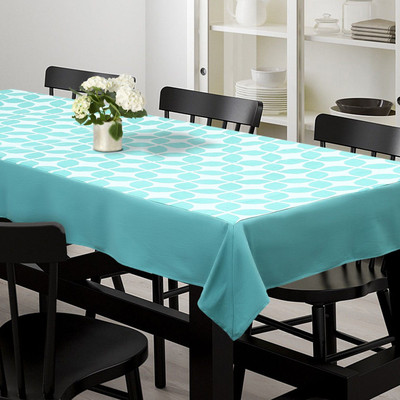 Dekor World Cotton 4 Seater Printed Table Cover(Blue)