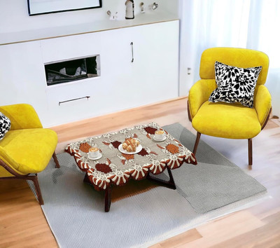 MANGERAM Floral 2 Seater Table Cover(Brown, Cotton)