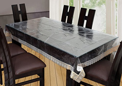 ANS Solid 8 Seater Table Cover(Transparent, golden, Plastic)