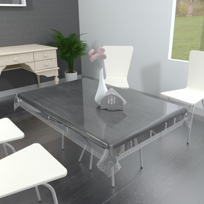 MONKDECOR Solid 6 Seater Table Cover(Transparent, PVC)