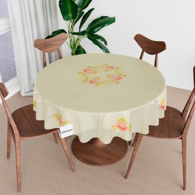 HOMESTIC Floral 4 Seater Table Cover(Cream, PVC)
