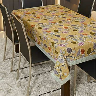 Moolsetu PVC 4 Seater Printed Table Cover(Mustard Yellow)