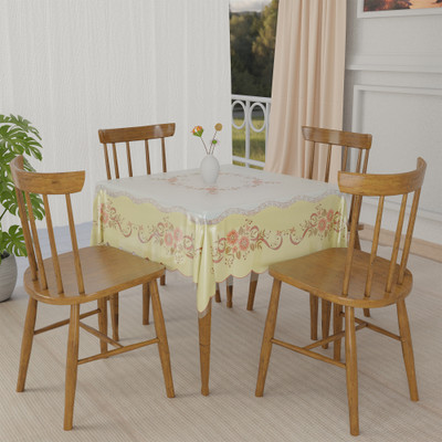 KUBER INDUSTRIES Self Design 4 Seater Table Cover(Yellow, PVC)
