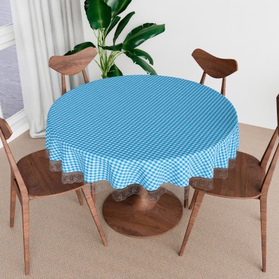 RMDecor Checkered, Geometric 4 Seater Table Cover(Blue, PVC, Polyester)