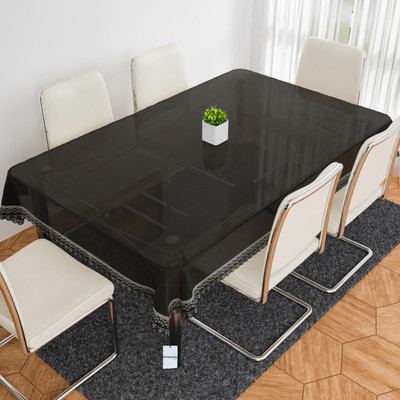 HOMESTIC Self Design 6 Seater Table Cover(Black, PVC)