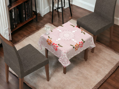 WiseHome Cotton 2 Seater Floral Table Cover(Pink)