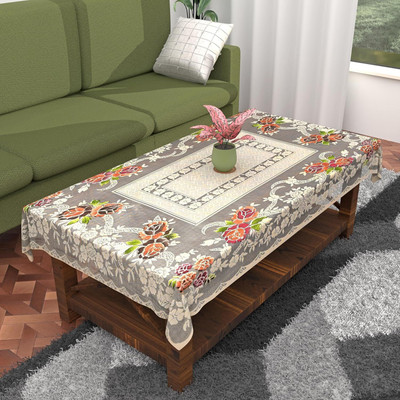 HOMESTIC Self Design 4 Seater Table Cover(Yellow, Cotton)