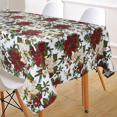AIRWILL Cotton 2 Seater Floral Table Cover(Green, Maroon, Yellow)
