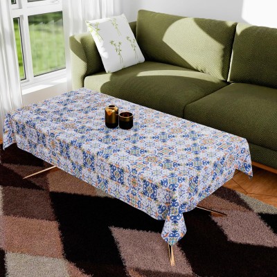 KUBER INDUSTRIES Floral 4 Seater Table Cover(Blue, PVC)