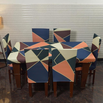 TURIYA Abstract 4 Seater Table Cover(Multicolor, Polyester, Spandex, Pack of 4)
