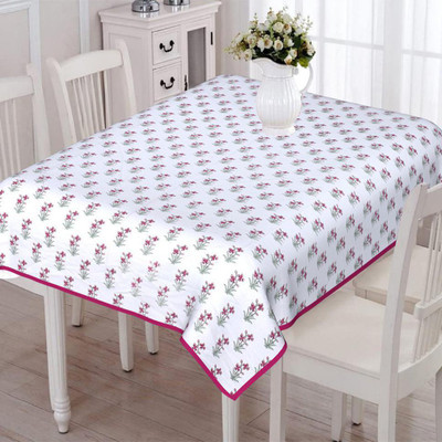 Texstylers Cotton 8 Seater Abstract Table Cover(Pink)