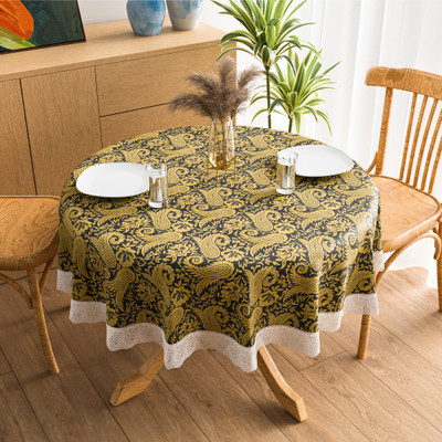 KUBER INDUSTRIES PVC 4 Seater Self Design Table Cover(Black)