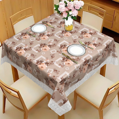 Dakshya Industries PVC 4 Seater Printed Table Cover(Beige)