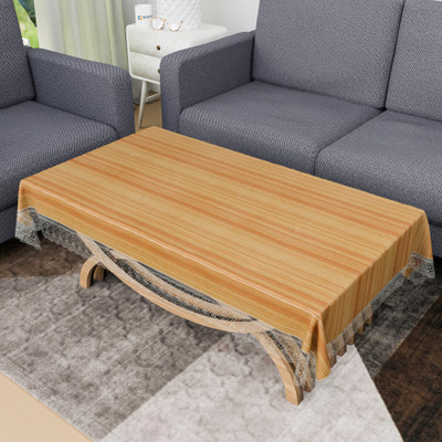KUBER INDUSTRIES Self Design 4 Seater Table Cover(Golden, PVC)