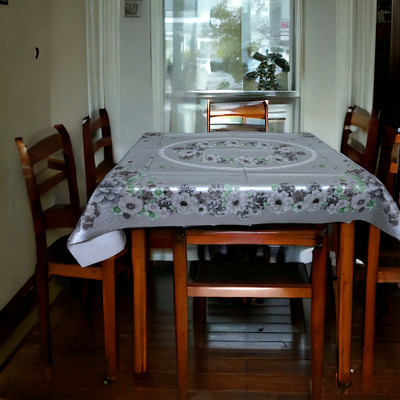 Mopak Décor Printed 4 Seater Table Cover(Grey, Polyester)