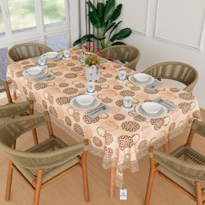 Heart Home Floral 6 Seater Table Cover(Cream, PVC)